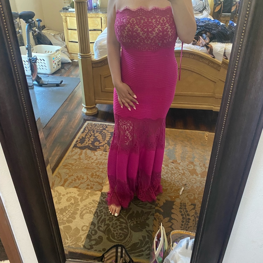 Tadashi Pink Strapless Dress Evening Gown Size Medium